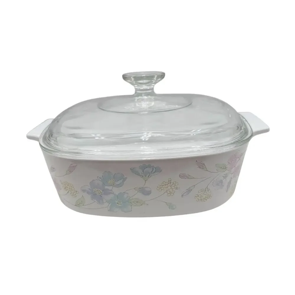Corning Ware FLORAL PASTEL BOUQUET Casserole w/Lid -‎ 2.0 Qt A-2-B VGC